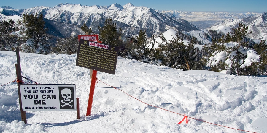 out-of-bounds line and signage at a resort