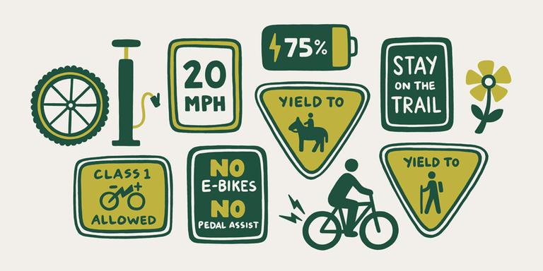 An illustration of trailhead signs