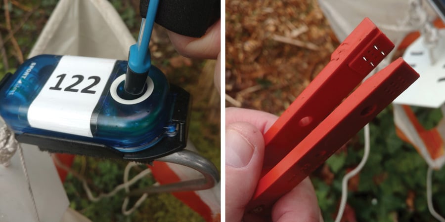 examples of an e-punch and paper punch for orienteering