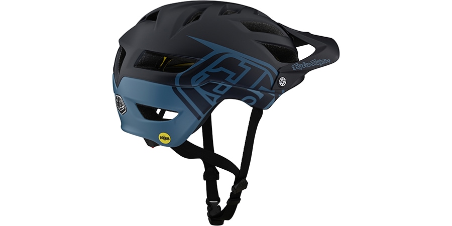 blue mountain bike helmet