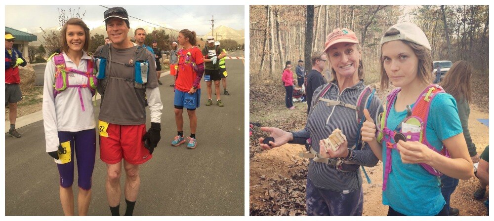 Ellie Hacker, Rob Hacker and pacer Kacy at trail runs