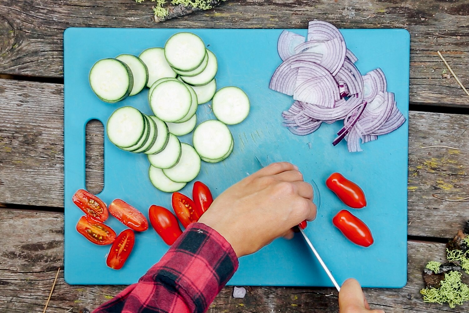 veggies on cutting board