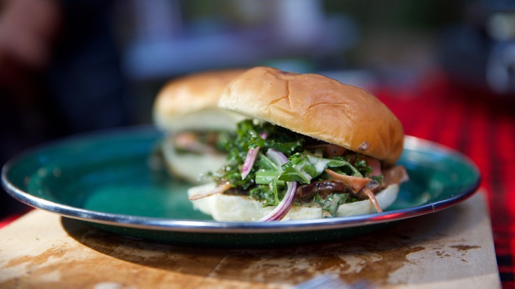 Photo of mushroom burger on a plate