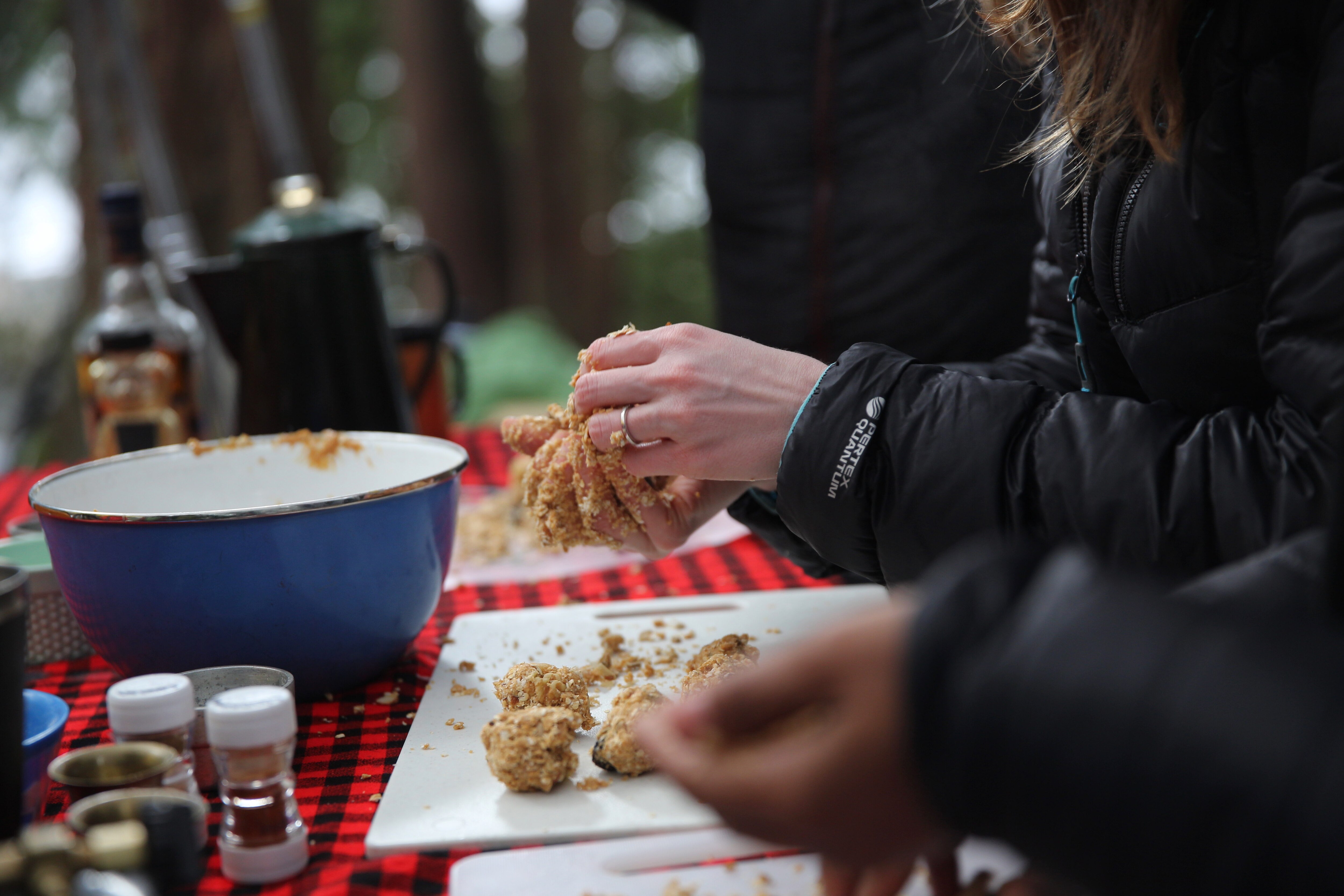 Hand rolling energy bites