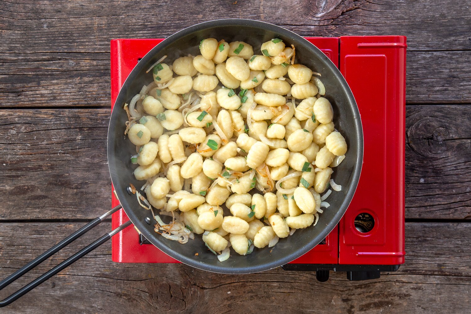 Gnocchi boiling in water