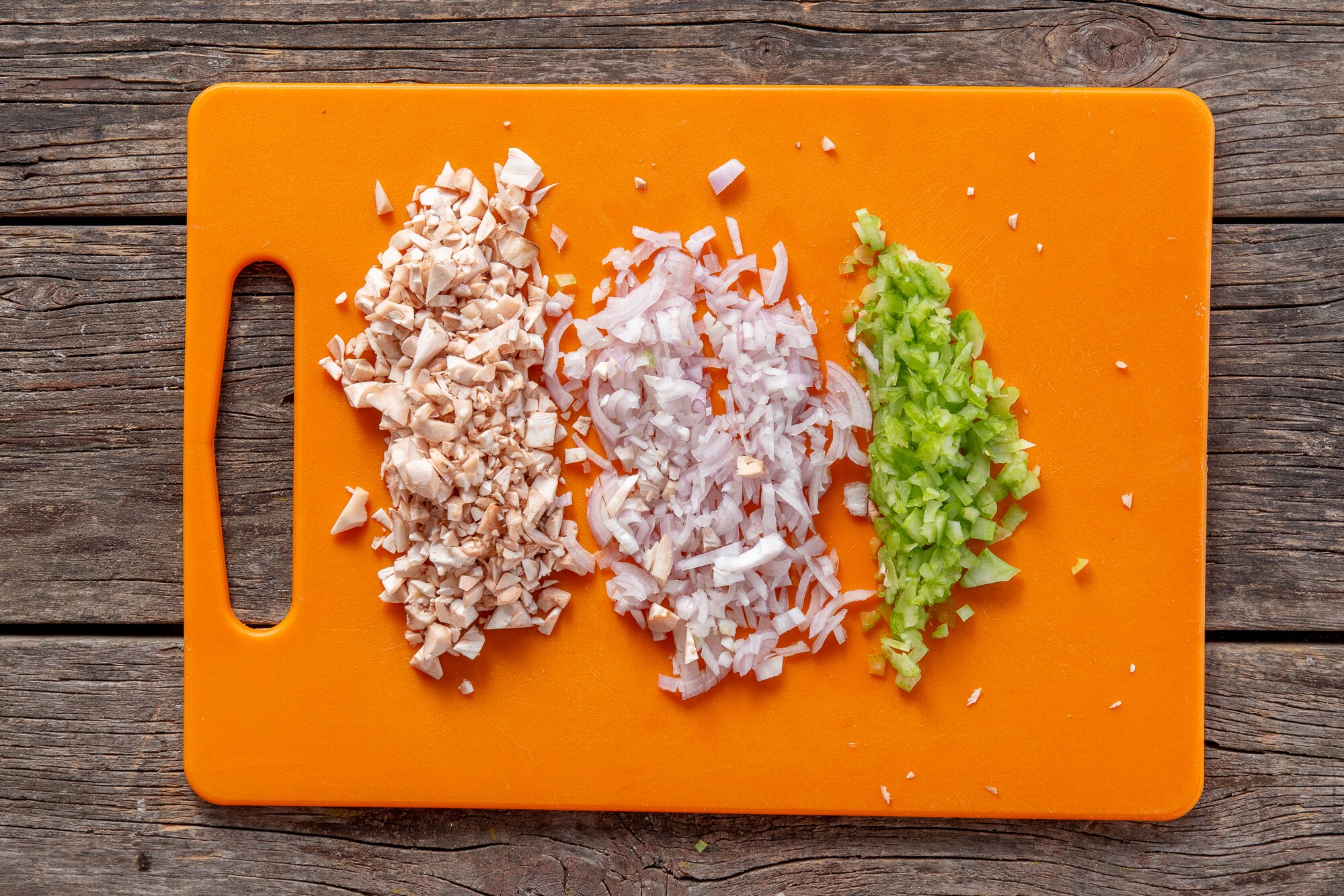 Chopped veggies for stuffed mushrooms