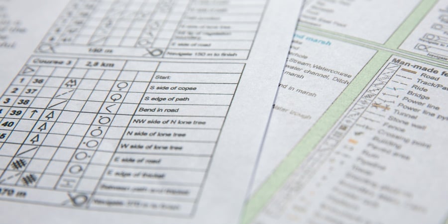 detail of orienteering control symbols and descriptions