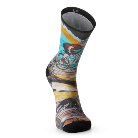 Smartwool Bike Zero Cushion Wolf Print Crew Socks 1