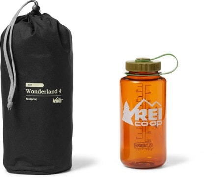 REI Co-op Wonderland 4 Footprint 32 fl. oz. water bottle not included; shown for size reference only