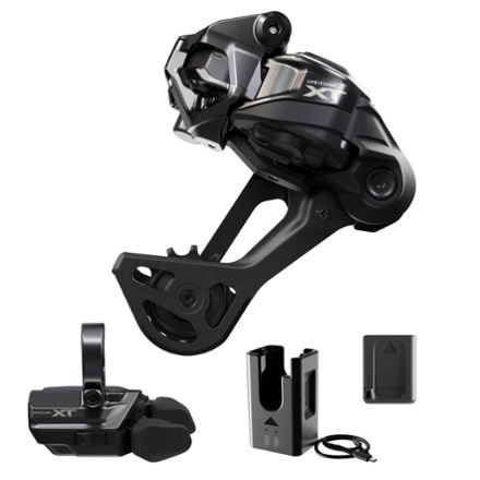 Shimano XT Di2 M8250 SGS Long-Cage Rear Derailleur and Shifter Upgrade Kit - Band Clamp 0