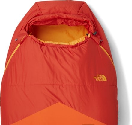 The North Face Wasatch Pro 40 Sleeping Bag Hood detail (Zion Orange/Fremescent Orange)