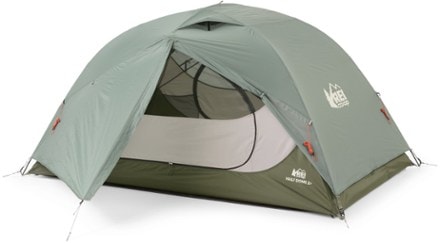 REI Co-op Half Dome 2 Plus Tent with Footprint 3/4 front view with rainfly