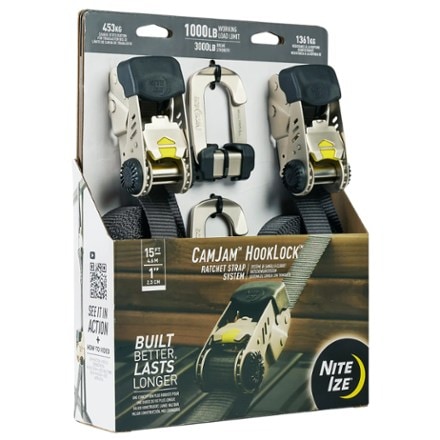 Nite Ize CamJam HookLock Ratchet Strap System - Package of 2 Size Large: 1000 LB working load limit