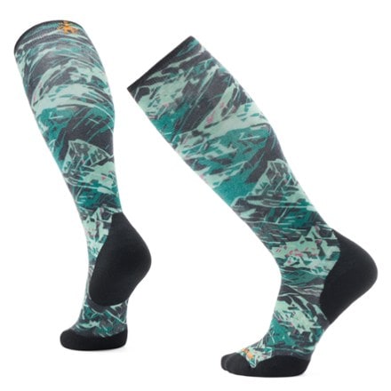 Smartwool Ski Targeted Cushion Green Slopes Print Over the Calf Socks 0