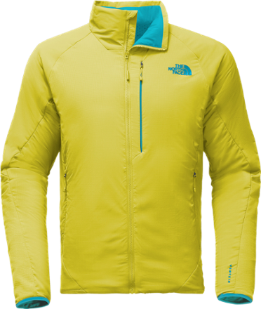 yellow and blue north face jacket