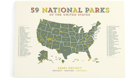 Parks Project Green Acres National Parks Map Poster | REI Co-op