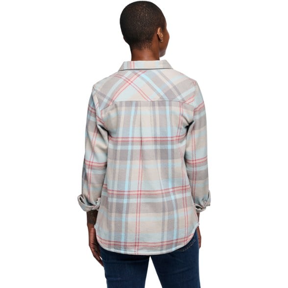 On Body Image of color Pewter/Belay Blue Plaid