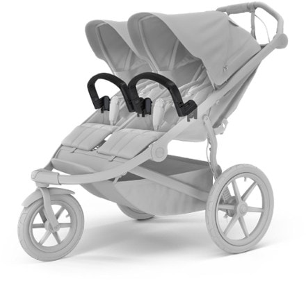 Thule Urban Glide 3 Bumper Bar Shows configuration with Double stroller (second bumper bar sold separately)