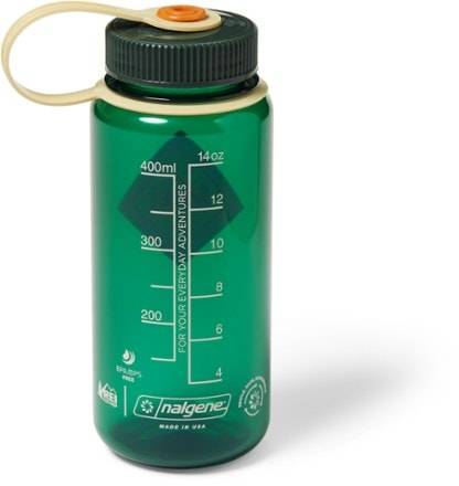 REI Co-op Nalgene Sustain Graphic Wide-Mouth Water Bottle - 16 fl. oz. Back view (Diamond/Green Vine)