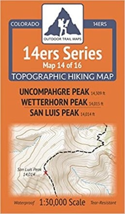 Outdoor Trail Maps Colorado 14ers Series Map - Uncompahgre Peak, Wetterhorn Peak, San Luis Peak 0