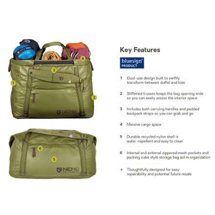 NEMO Double Haul 70 L Convertible Duffel and Tote 2