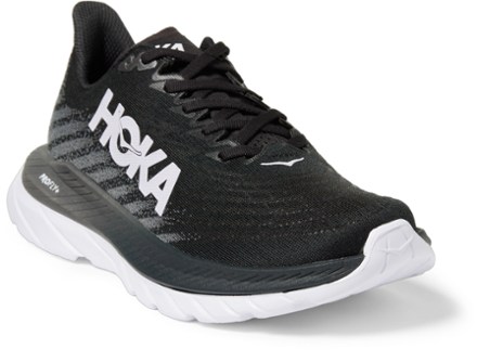 HOKA Mach 5 Road-Running Shoes - Women's 3/4 view (Black/Castlerock)