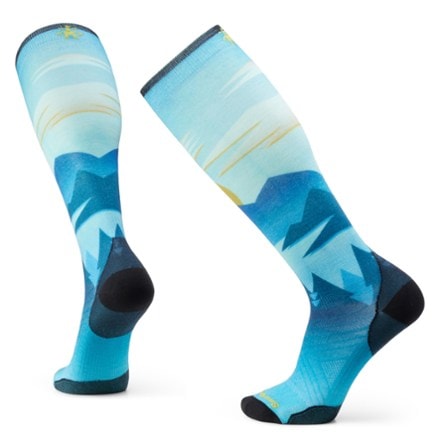 Smartwool Ski Zero Cushion Chasing Mountains Print Over The Calf Socks 0