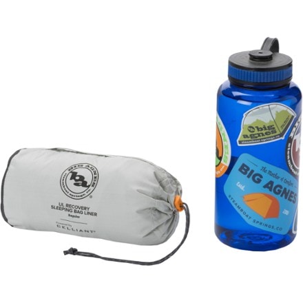 Big Agnes UL Recovery Sleeping Bag Liner 32 fl. oz. water bottle for scale (not included)