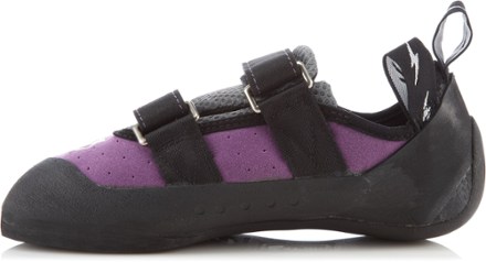 purple climbing shoes