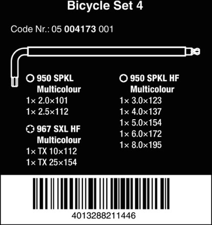 Wera Bicycle Set 4 - Hex and Torx L-Key Wrench Set 2