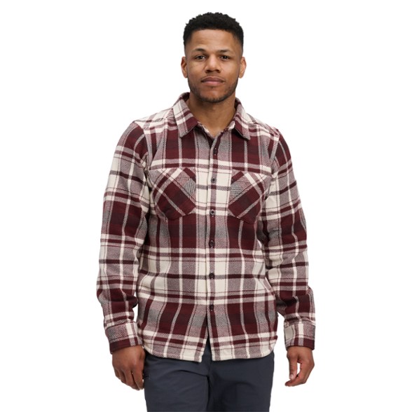On Body Image of color Burgundy/Off White Plaid