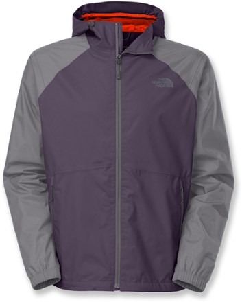 purple north face rain jacket