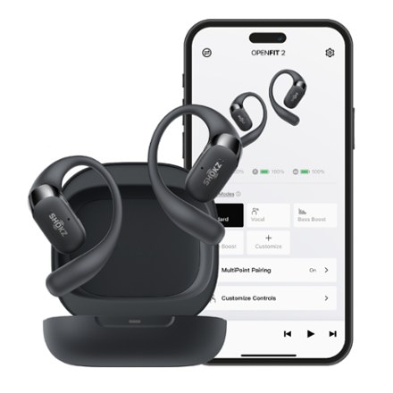 Shokz OpenFit2 Open-Ear Wireless Earbuds Phone not included.