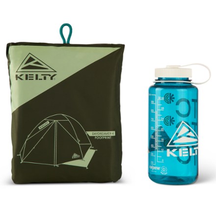 Kelty Daydreamer 4P Footprint Water bottle not included—for size comparison only.