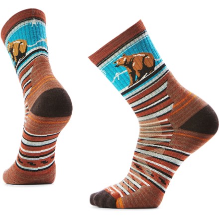 Smartwool Hike Targeted Cushion Bear Stripe Mid Crew Socks 0