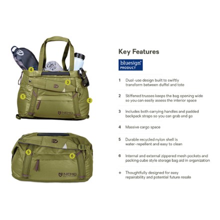 NEMO Double Haul 30 L Convertible Duffel and Tote 2