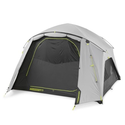 Zempire Aerospeed 6 Air Tent 3/4 front view with rainfly