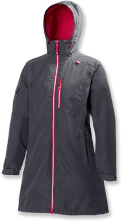 helly hansen women's long belfast lightweight waterproof windproof breathable raincoat jacket with hood