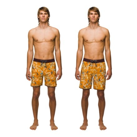 prAna Vintage Board Shorts 6" - Men's For length comparison only. Right: 8". Left: 6".