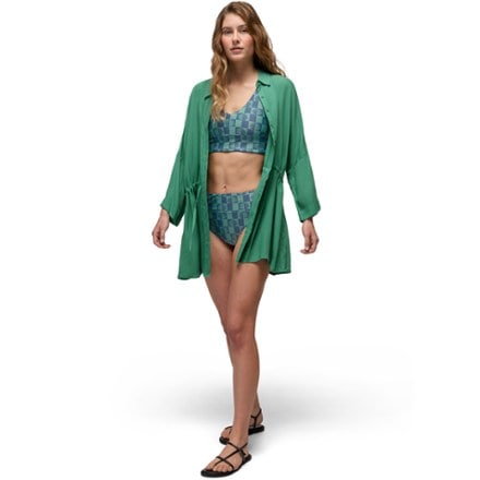 prAna Summer Wave High-Rise Swimsuit Bottoms - Women's BLUFF BLUE CHECKER (Top not included)