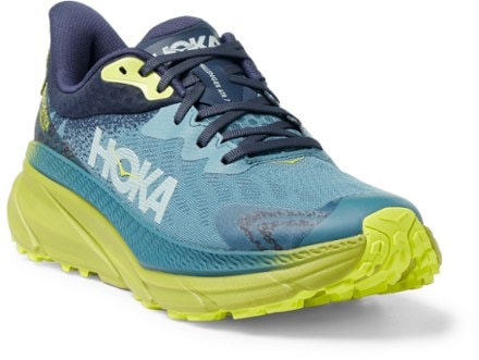 HOKA Challenger 7 GTX Trail-Running Shoes - Men's 3/4 view (Outer Space/Dark Citron)