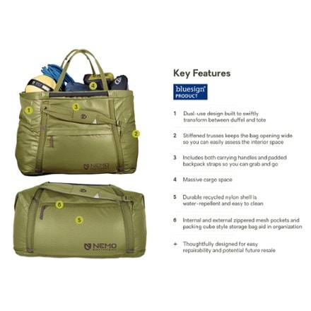 NEMO Double Haul 100 L Convertible Duffel and Tote 2