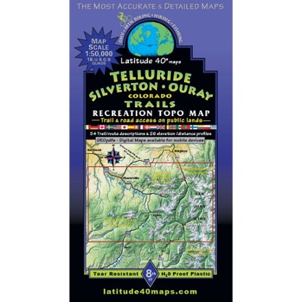 Latitude 40 Maps Telluride-Silverton-Ouray Trails Recreation Topo Map - 8th Edition 0