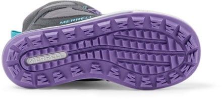 Merrell Snow Bank 4.0 Waterproof Boots - Kids' Sole view (Black/Purple/Turq)