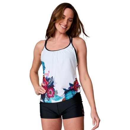 Free Country Side-Tie Tankini Swimsuit Top - Women's WHITE FLORAL 