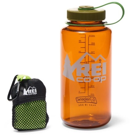 REI Co-op Multi Towel Mini In stuff sack (32 fl. oz. water bottle not included; shown for size reference only)