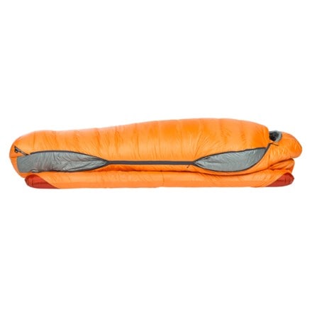 Big Agnes Torchlight EXP 30 Sleeping Bag Side panel partially open (sleeping pad not included)