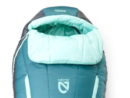 NEMO Forte 20 Endless Promise Sleeping Bag - Women's Hood detail (Abyss/Hazy Aqua)