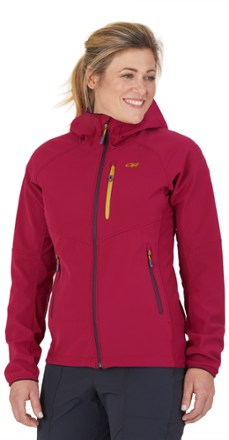 red hooded jacket women's