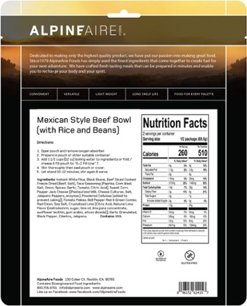 AlpineAire Foods Mexican-Style Beef Bowl - 2 Servings 1